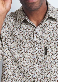 Cotton Traders Light Blue Guinness Short Sleeve Soft Touch Ditsy Leaf Print Shirt