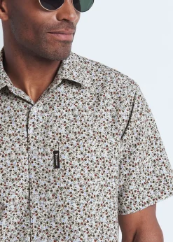 Cotton Traders Light Blue Guinness Short Sleeve Soft Touch Ditsy Leaf Print Shirt