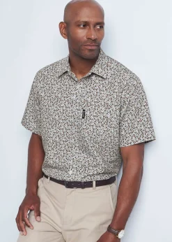 Cotton Traders Light Blue Guinness Short Sleeve Soft Touch Ditsy Leaf Print Shirt