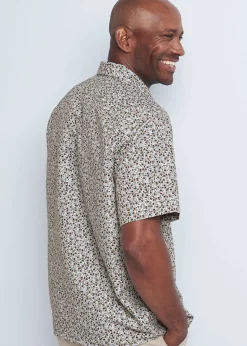 Cotton Traders Light Blue Guinness Short Sleeve Soft Touch Ditsy Leaf Print Shirt