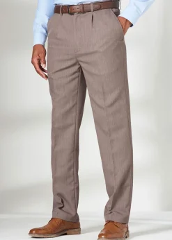 Cotton Traders Light Brown Pleat Front Supreme Easy-Care Trousers
