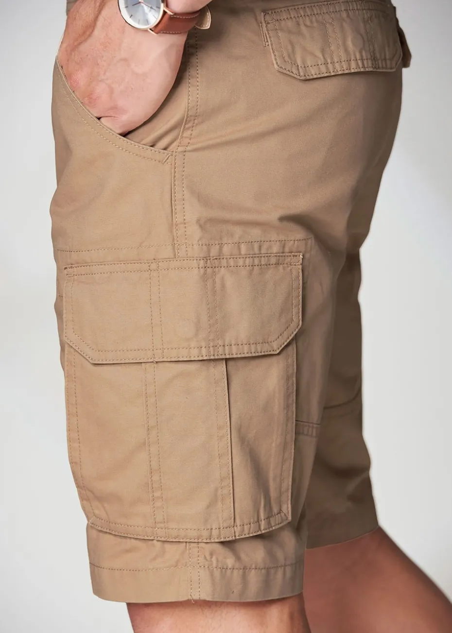 Cotton Traders Light Camel Cotton Cargo Shorts
