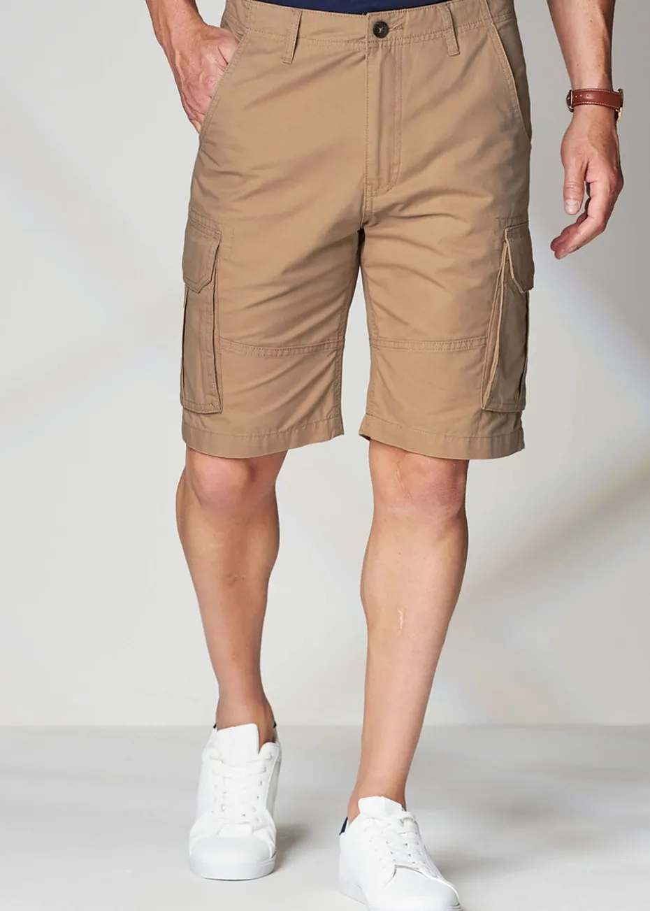 Cotton Traders Light Camel Cotton Cargo Shorts