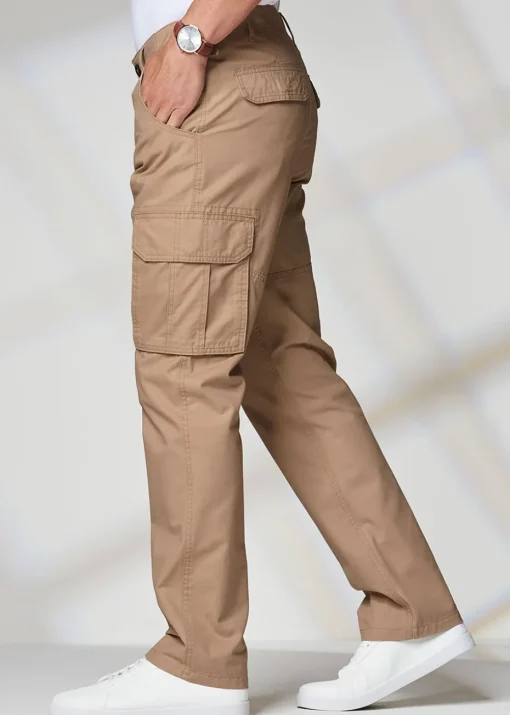 Cotton Traders Light Camel Cotton Cargo Trousers