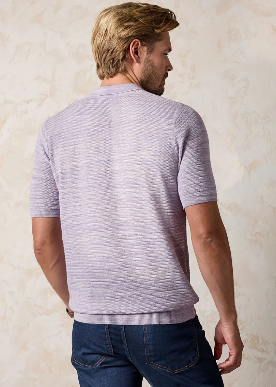 Cotton Traders Light Crocus Super-Soft Short Sleeve Textured Knitted Polo