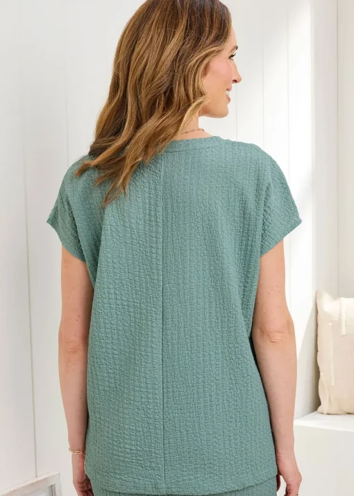Cotton Traders Light Sage Textured Jersey Top