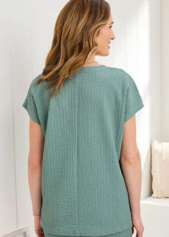 Cotton Traders Light Sage Textured Jersey Top