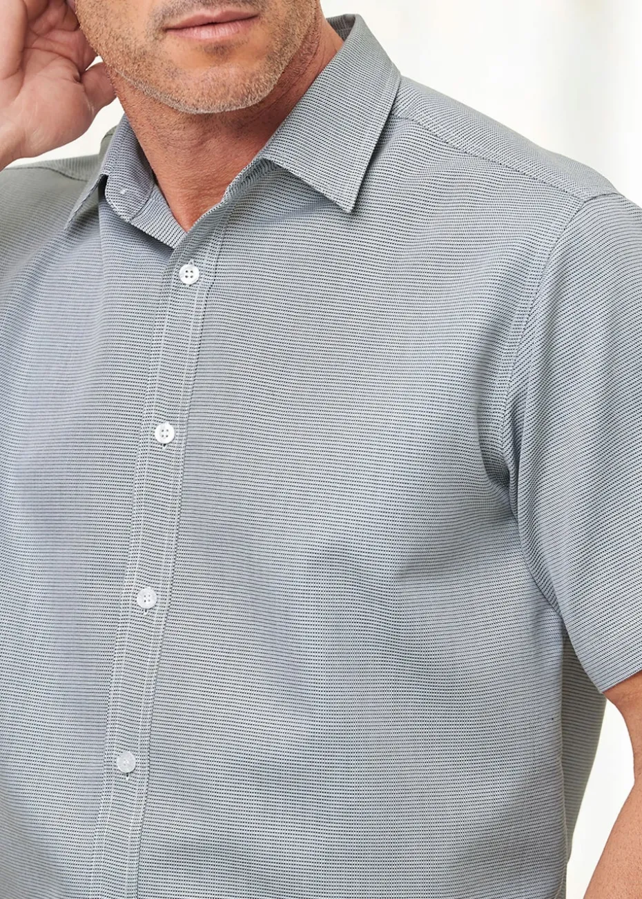 Cotton Traders Light Sage Short Sleeve Luxury Birdseye Shirt