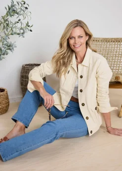 Cotton Traders Linen Cotton Cargo Jacket with Pockets