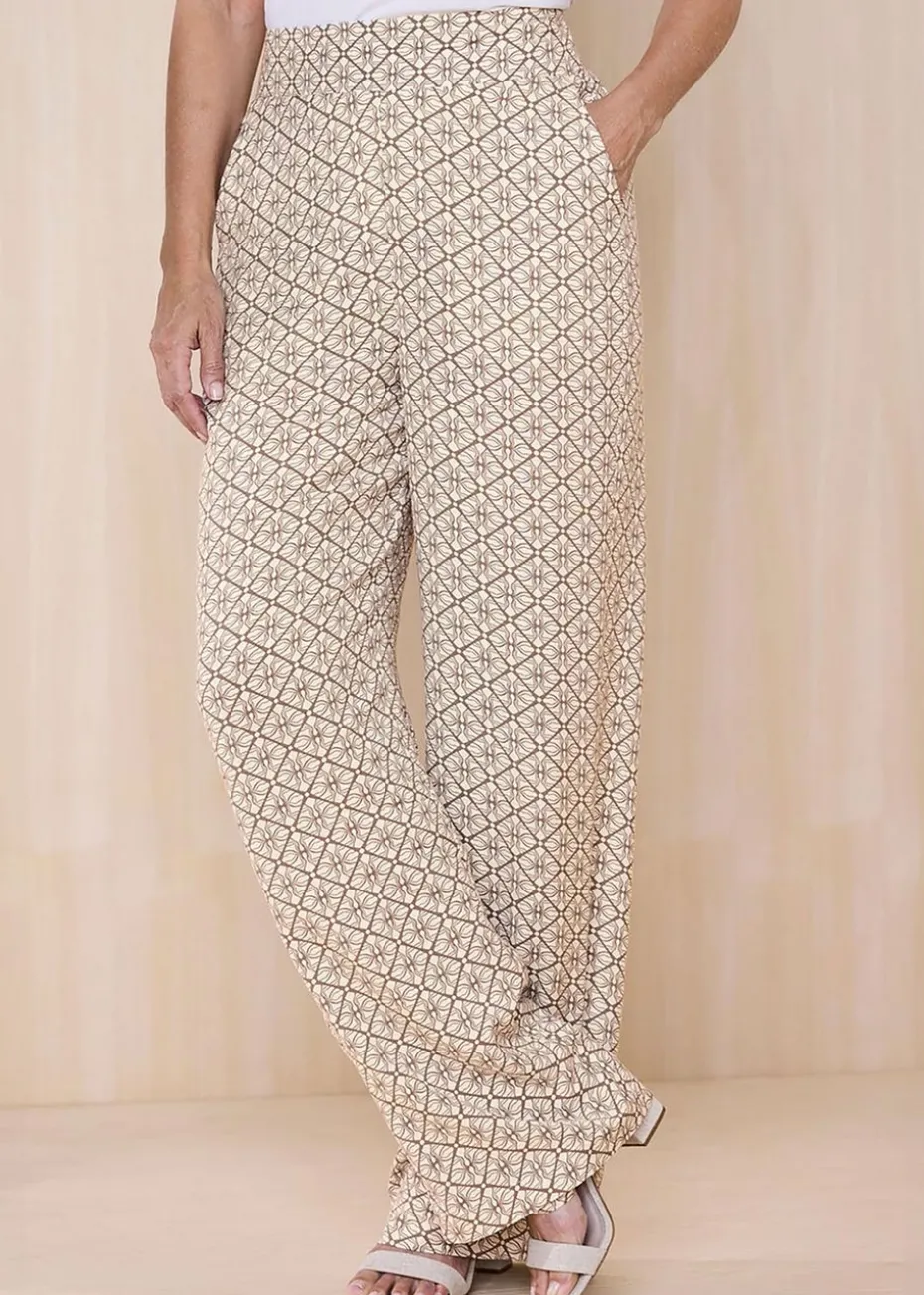 Cotton Traders Mink Wide Leg Pull On Trousers