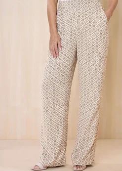 Cotton Traders Mink Wide Leg Pull On Trousers