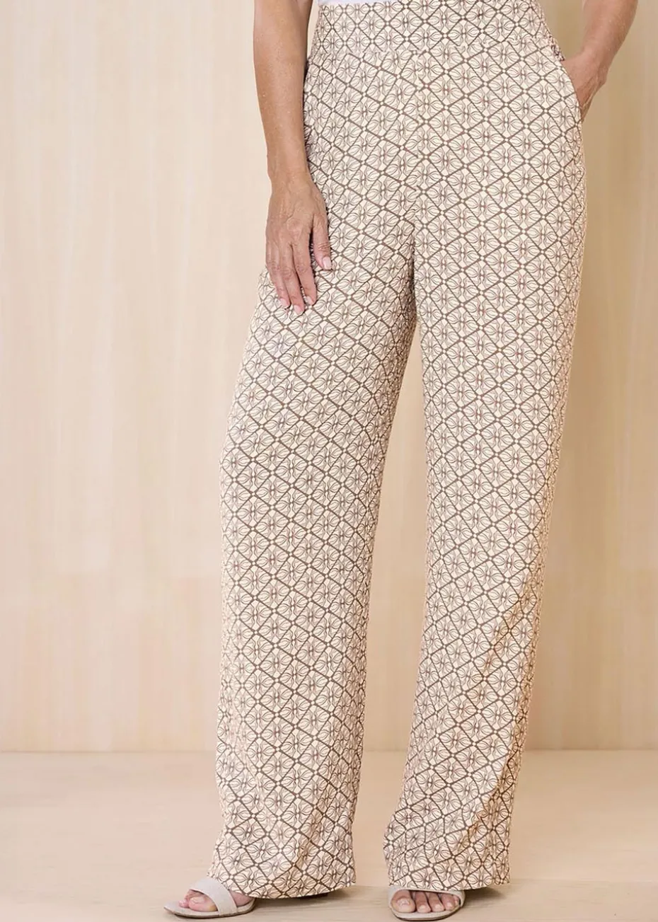 Cotton Traders Mink Wide Leg Pull On Trousers