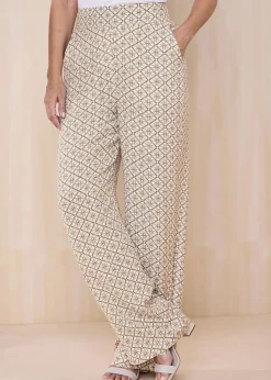 Cotton Traders Mink Wide Leg Pull On Trousers