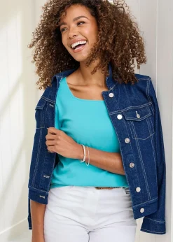 Cotton Traders Mint Wrinkle Free Short Sleeve Square Neck Top