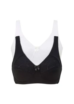 Cotton Traders Multi 2 Pack Rose Non-Wired Bras