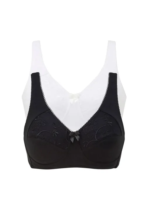 Cotton Traders Multi 2 Pack Rose Non-Wired Bras