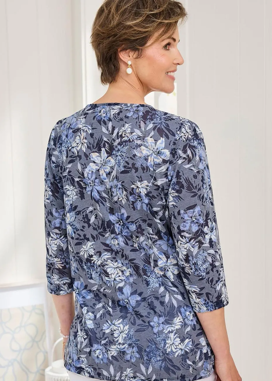 Cotton Traders Navy Burnout Jersey Tunic