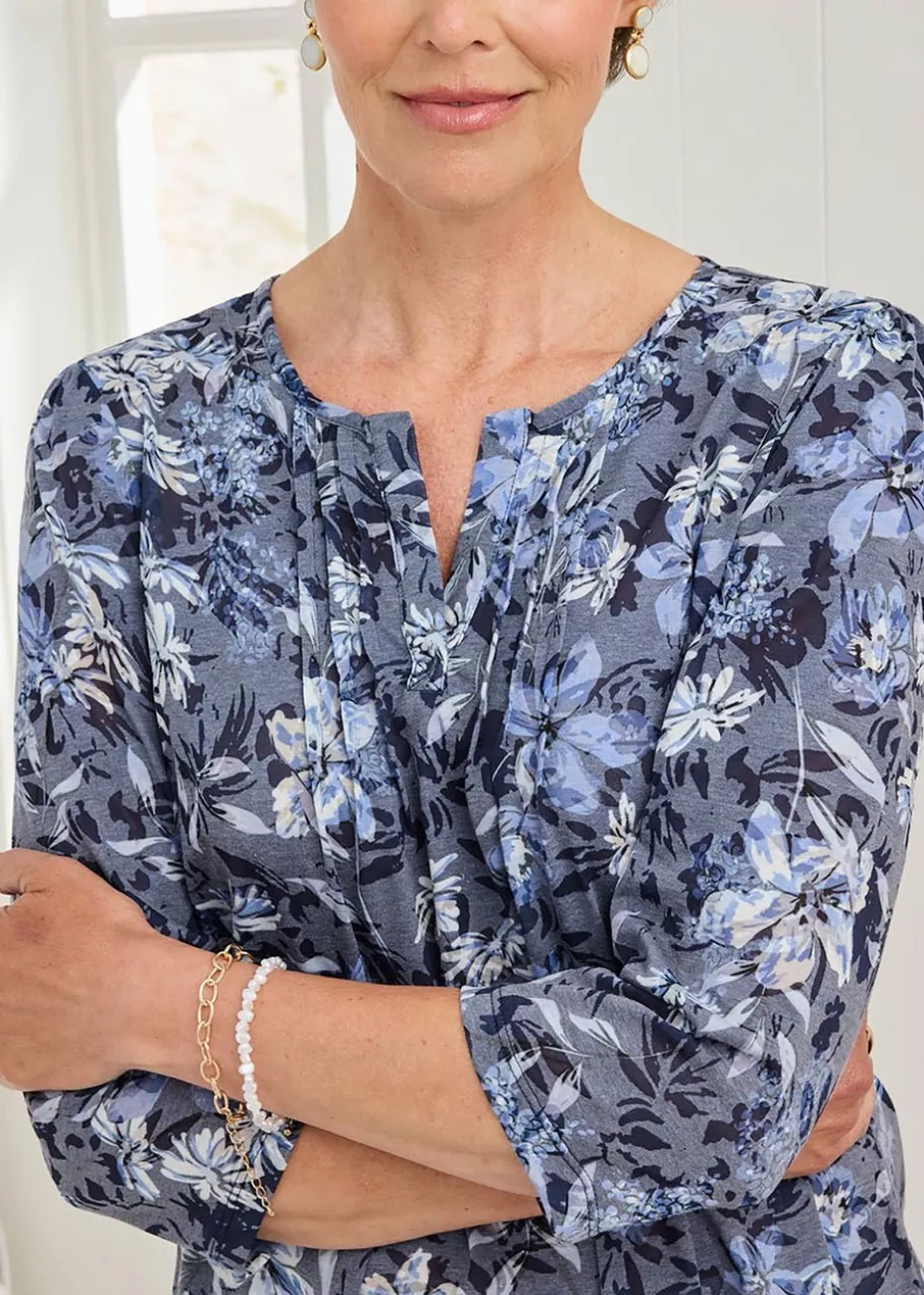 Cotton Traders Navy Burnout Jersey Tunic