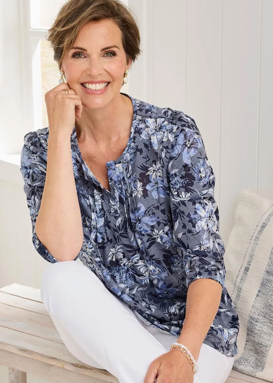 Cotton Traders Navy Burnout Jersey Tunic