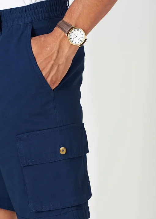 Cotton Traders Navy Cargo Comfort Shorts