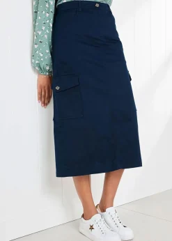 Cotton Traders Navy Cargo Maxi Skirt