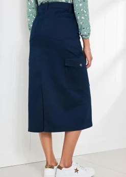 Cotton Traders Navy Cargo Maxi Skirt