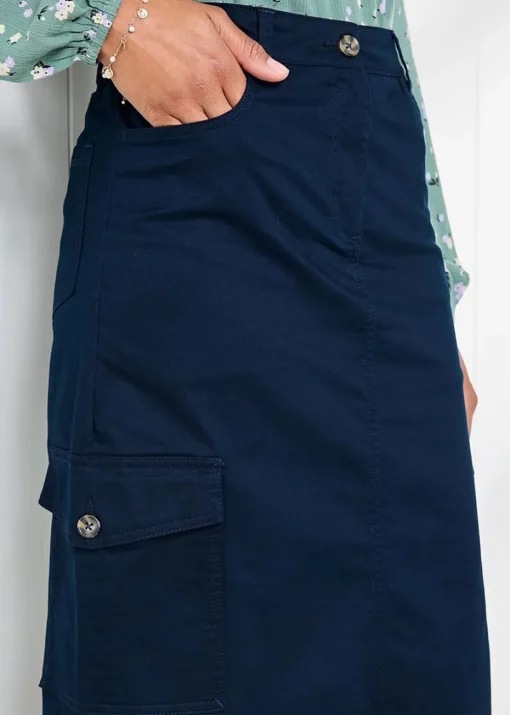 Cotton Traders Navy Cargo Maxi Skirt