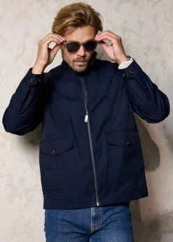 Cotton Traders Navy Jersey Lined Jacket