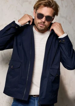 Cotton Traders Navy Jersey Lined Jacket