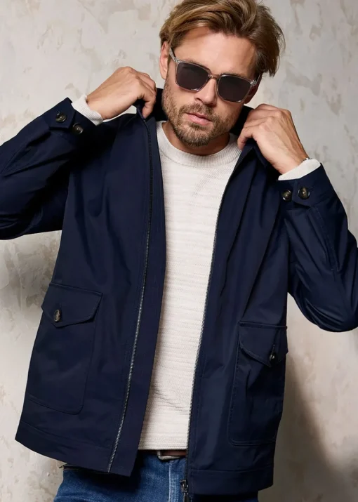 Cotton Traders Navy Jersey Lined Jacket