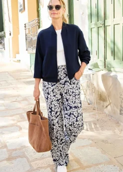 Cotton Traders Navy Jersey Bomber Jacket