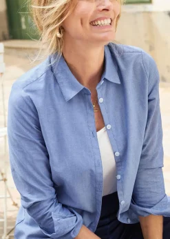 Cotton Traders Navy Oxford Shirt