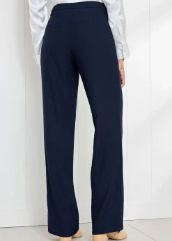 Cotton Traders Navy Wide Leg Occasion Trousers