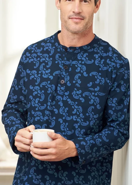 Cotton Traders Navy Woven Nightshirt