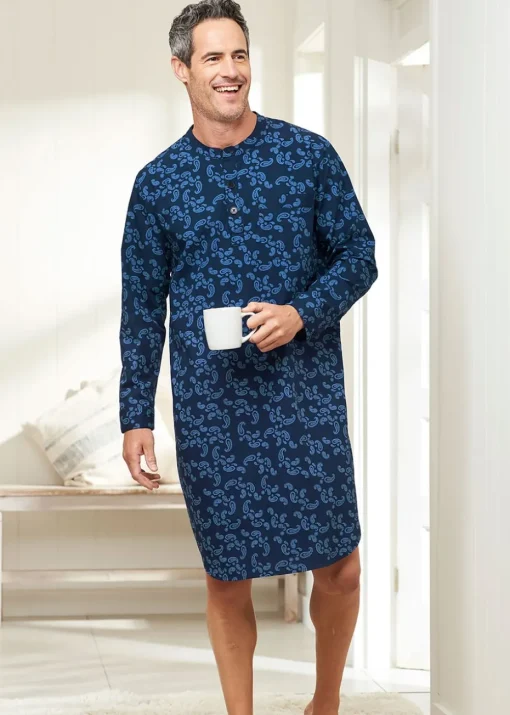 Cotton Traders Navy Woven Nightshirt