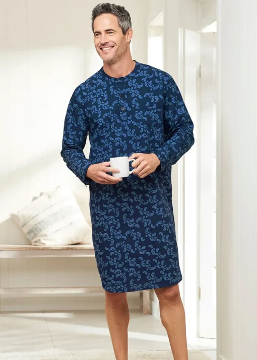 Cotton Traders Navy Woven Nightshirt
