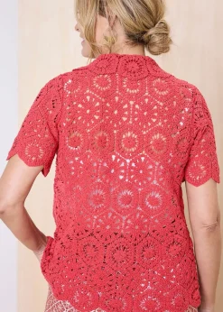 Cotton Traders Orange Crochet Cardigan