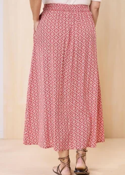 Cotton Traders Orange Mock Button Pull On skirt