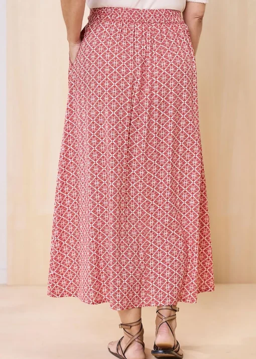 Cotton Traders Orange Mock Button Pull On skirt