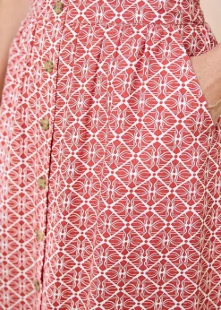 Cotton Traders Orange Mock Button Pull On skirt