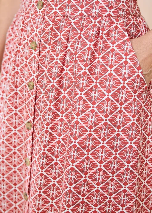 Cotton Traders Orange Mock Button Pull On skirt