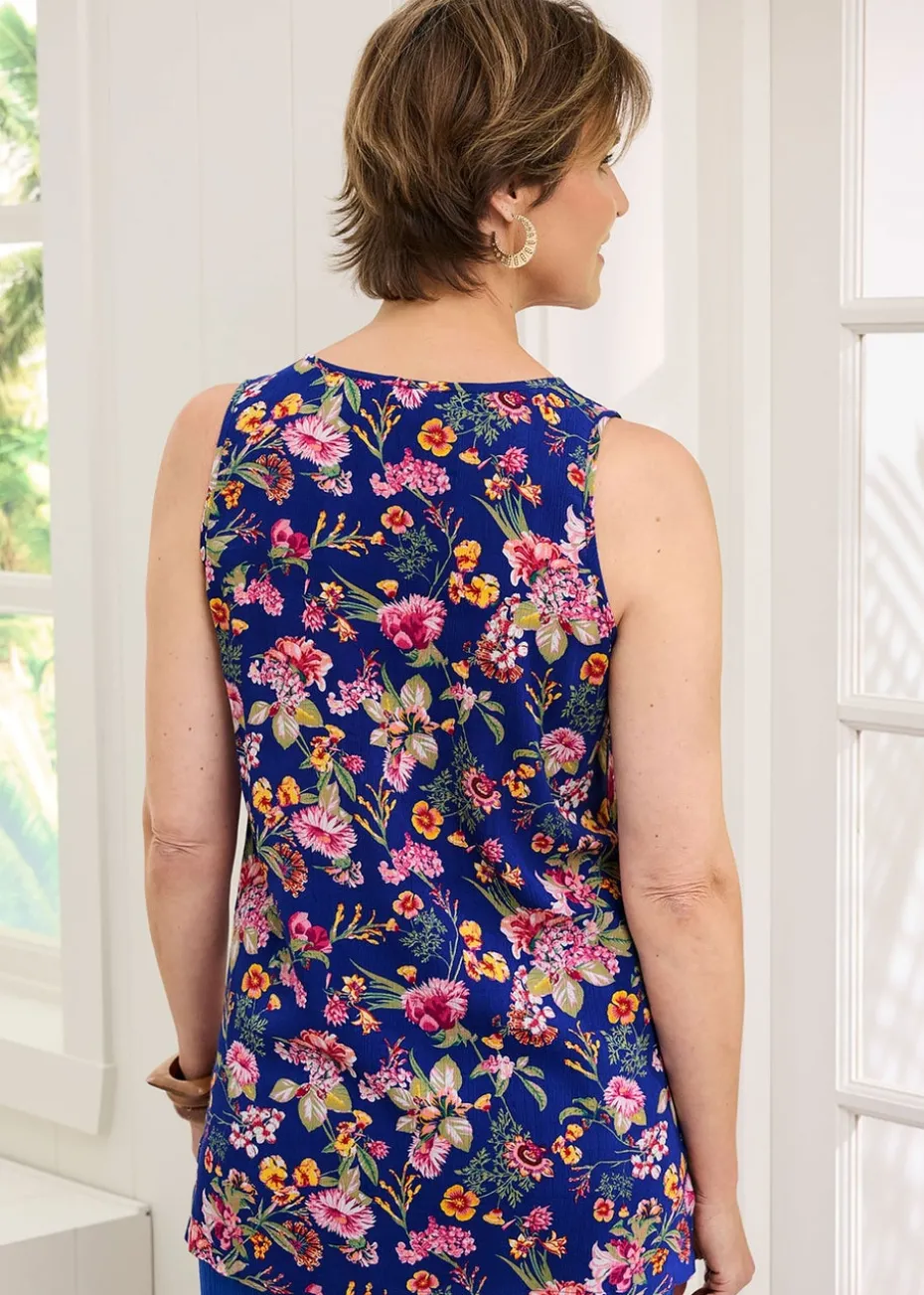 Cotton Traders Pale Blue Printed Crinkle Vest