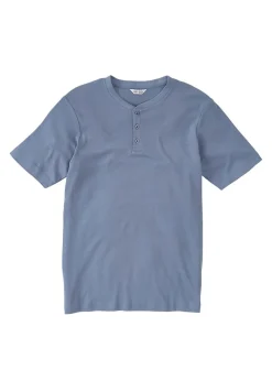 Cotton Traders Pale Blue Short Sleeve Grandad Base Layer Top