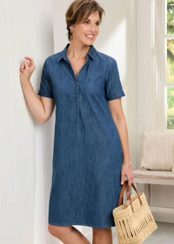 Cotton Traders Pale Blue Denim Dress