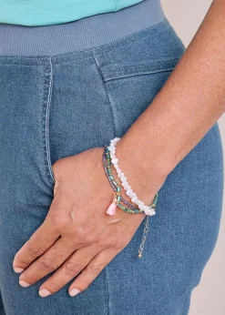 Cotton Traders Pale Blue Wide Leg Crop Pull On Jeans