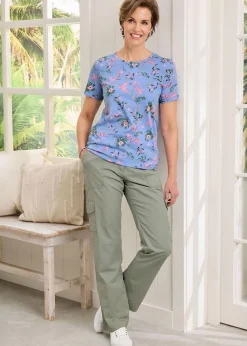 Cotton Traders Pale Blue Short Sleeve Printed T Shirt
