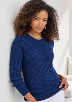 Cotton Traders Pale Navy Cutest Cable Jumper