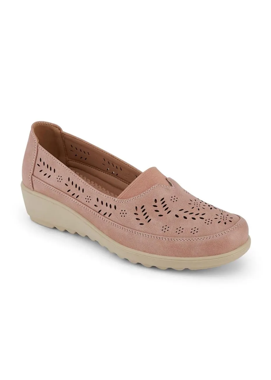 Cotton Traders Pale Pink Soft Step Elasticated Slip On Shoes
