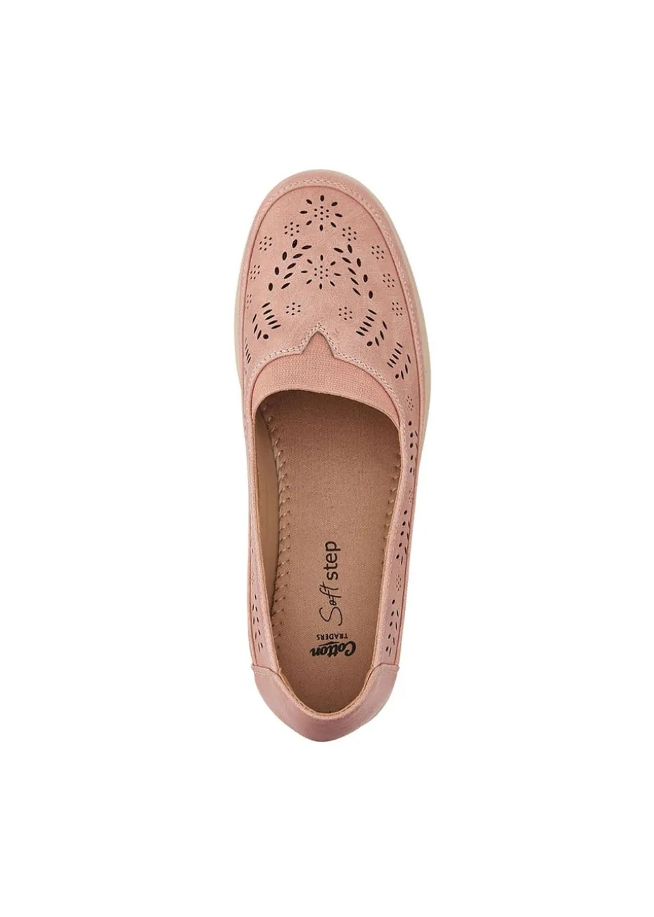 Cotton Traders Pale Pink Soft Step Elasticated Slip On Shoes