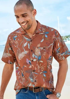 Cotton Traders Paprika Short Sleeve Summer Print Soft Touch Print Shirt
